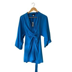 Daniela Corte Boston Blue Kimono Style Silk Dress Size XS NEW WITH TAG